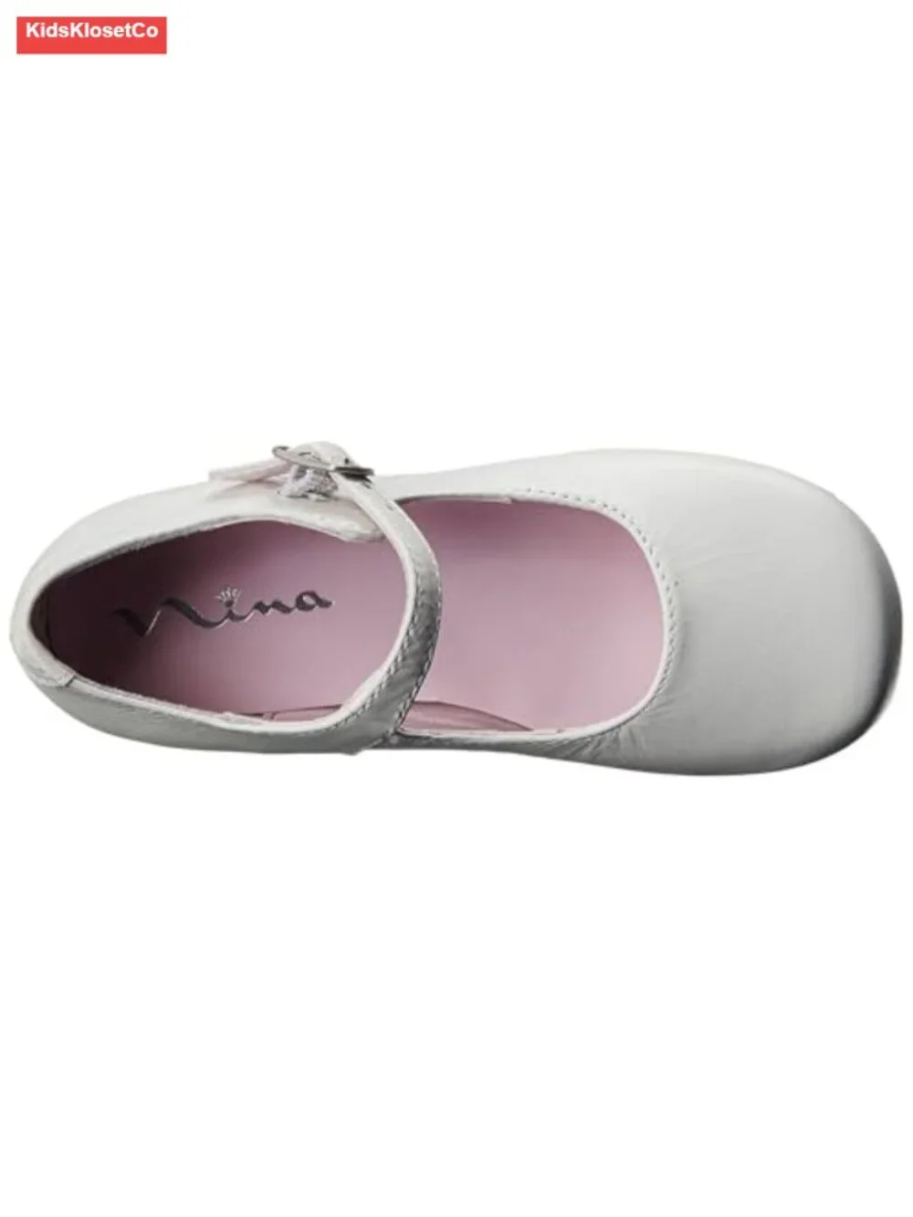 Girls White Leather Ballet Flats with Buckle - Toddler Little Kid